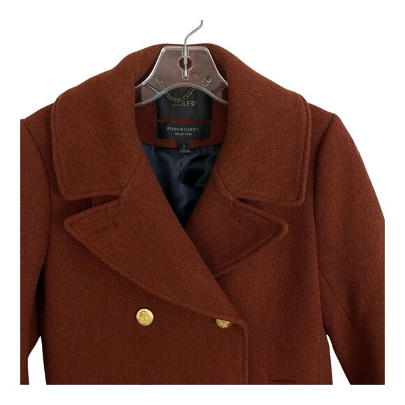 J Crew Stadium Cloth By Nellie Gori Double Breasted Peacoat Size 2 Brown Wool - Picture 2 of 9